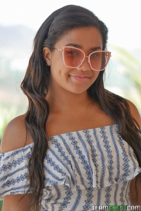 Chubby fresh teen Loni Legend poses naked outdoors & gets her skinny vagina sexed - #117404