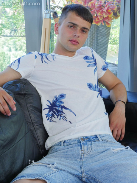 Sweet gay brunette Finn Harper strips & reveals his big schlong and butt - #291987