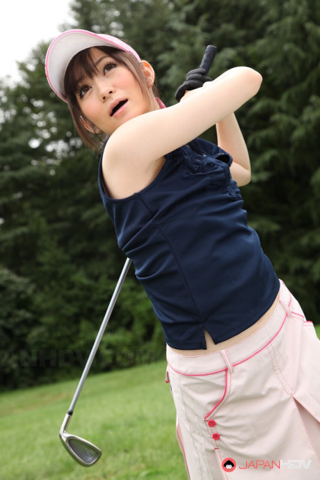 Japanese girl girlfriend woman Michiru Tsukino gets nude while playing a game of golf - #269653