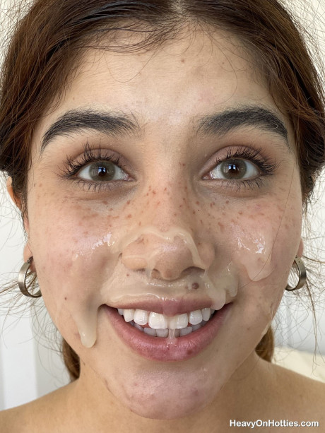 Young teen amateur takes a cumshot on her freckled face during POV action - #68846