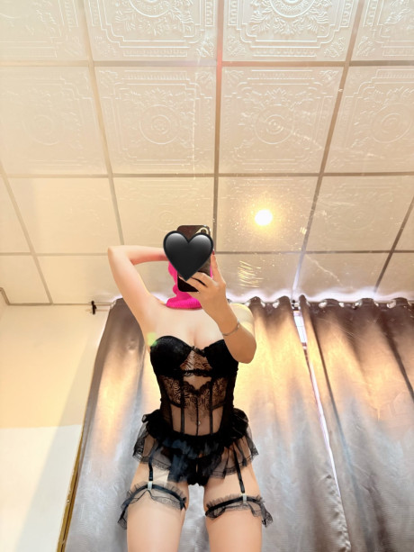 Chinese model takes selfies while changing into undergarment and a ebony mini dress - #313022