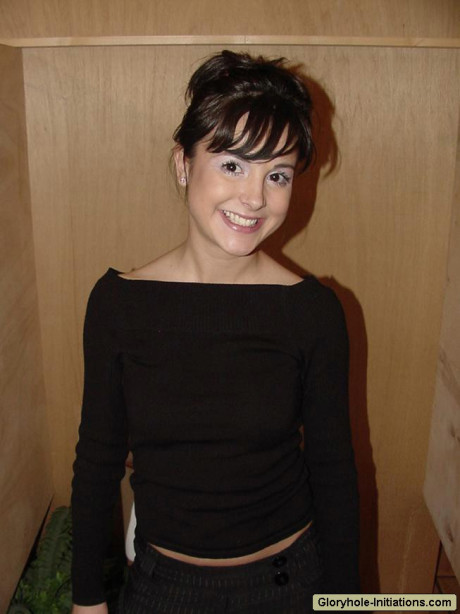 Brunette whore broad gets herself a mouthful of sperm at the gloryhole - #35244