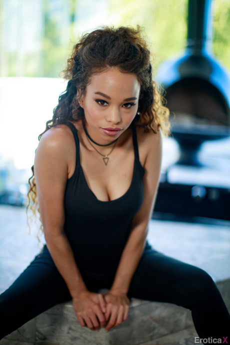 Gorgeous black babe Cecilia Lion licks a white dong & balls before fucking - #152153