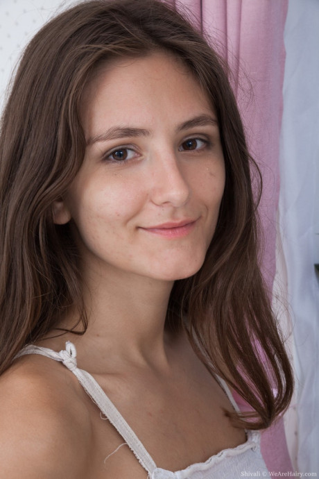 Brunette solo skank girl broad shows off her unshaven armpits and pussy in her bedroom - #204966