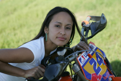 Breathtaking latina Pamy posing for outdoors for a motorcycle magazine - #121311