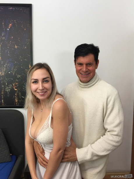 Enormous boobed Russian pornstar Siya Jey getting stripped by her partner - #283367