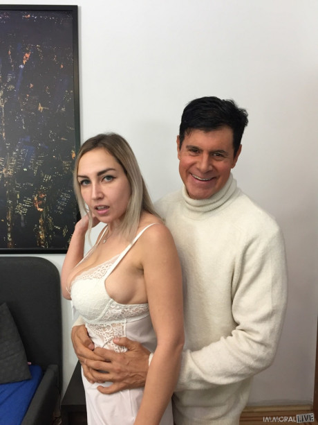 Enormous boobed Russian pornstar Siya Jey getting stripped by her partner - #283368