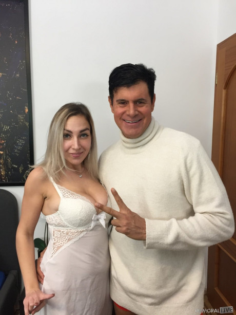 Enormous boobed Russian pornstar Siya Jey getting stripped by her partner - #283369