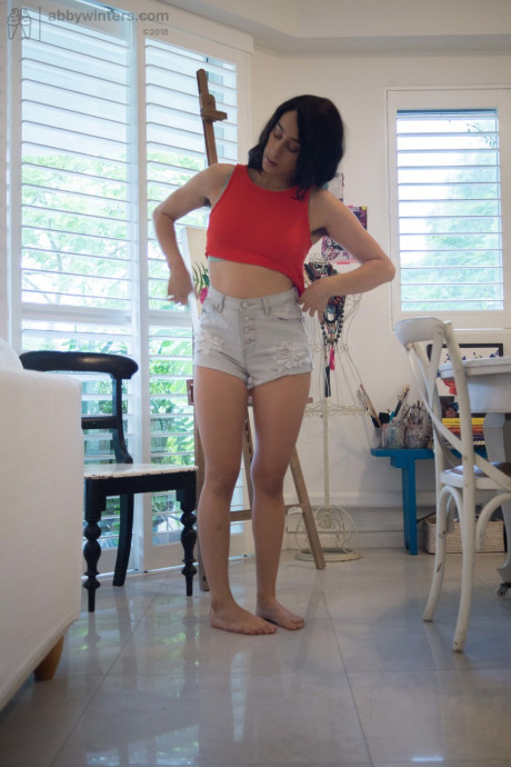 Fine amateur Violet R reveals underarm hair & firm butt while getting dressed - #285415