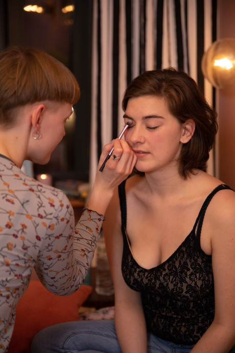 Pretty lesbian Emma K fools around with her GF while undressed on a bed - #316327