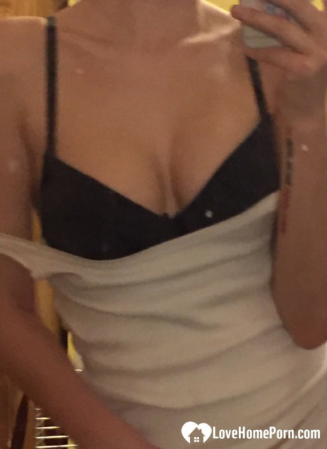 Amateur nerd teases with her booty and nice natural boobies in cute selfie action - #57071