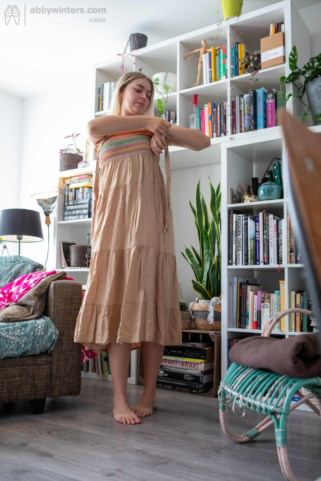 Curvy amateur teen Denise D teases with her curves while changing her clothes #15622