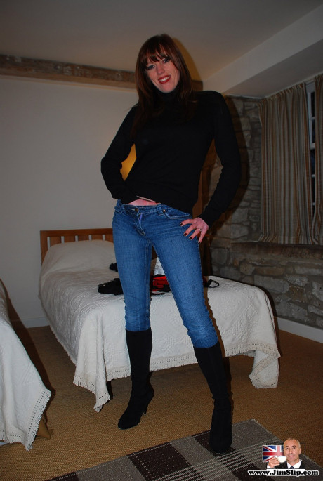 Tall redhead has her unprotected ass spanked after blowing an old hubby boyfriend lover penis - #273254